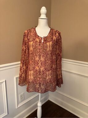 George Paisley Blouse in Red Sangria and Mustard